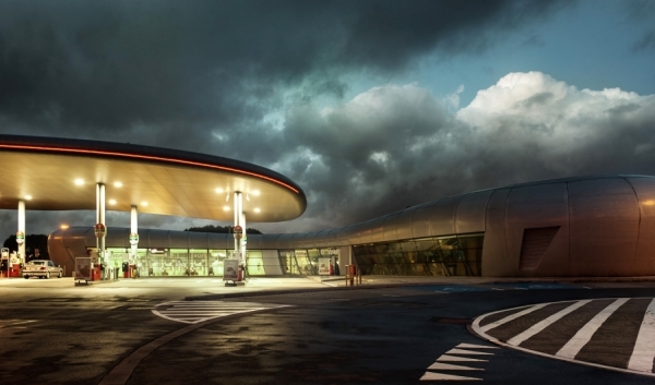 Photograph Kris Van De Vijver Gas Station At Dusk on One Eyeland